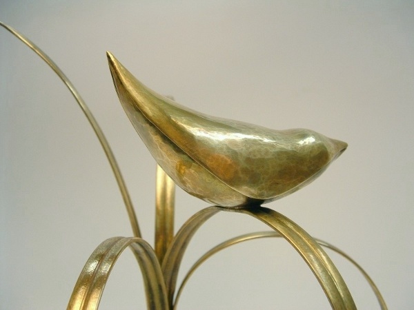 Handcrafted Brass Bird 1, Sculpture by Metalsmith Steve Shelby