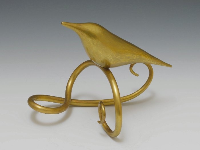 Handcrafted Brass Bird 2, Sculpture by Metalsmith Steve Shelby
