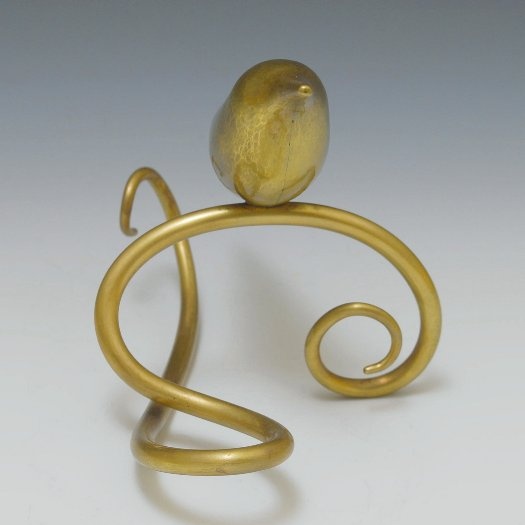 Handcrafted Brass Bird 2, Sculpture by Metalsmith Steve Shelby