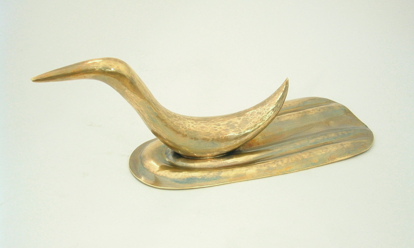 Handcrafted Brass Water Bird, Sculpture by Metalsmith Steve Shelby