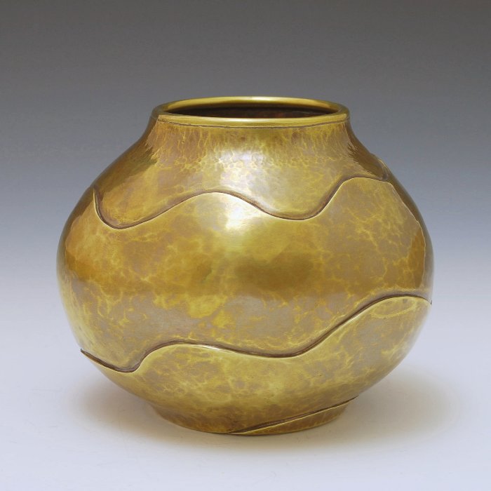 Handcrafted Brass Coiled Pot Vase, by Metalsmith Steve Shelby