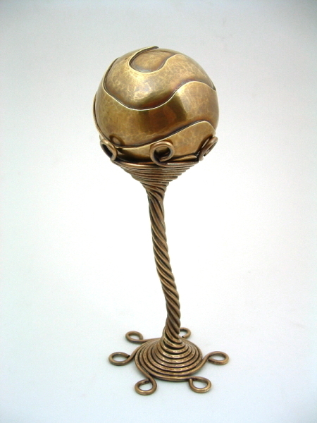 Handcrafted Brass Magic Orb 1, Sculpture by Metalsmith Steve Shelby