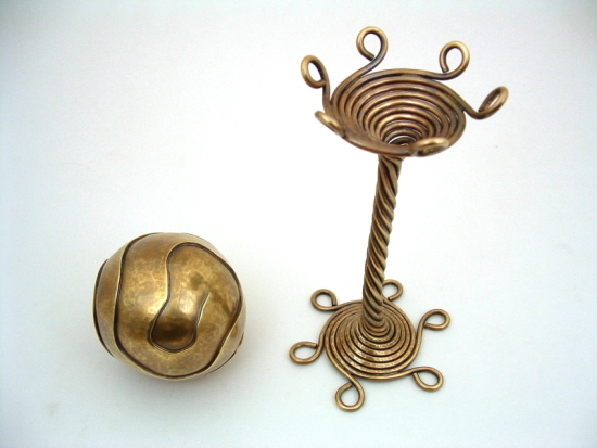 Handcrafted Brass Magic Orb 1, Sculpture by Metalsmith Steve Shelby