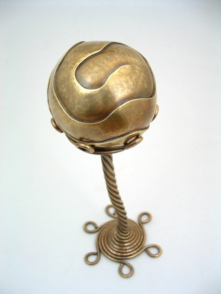Handcrafted Brass Magic Orb 1, Sculpture by Metalsmith Steve Shelby